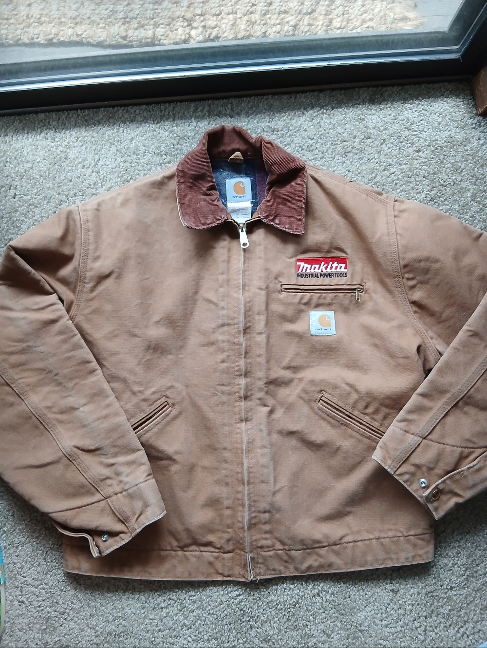 Vintage Carhartt Detroit Barn Style Brown Work Jacket with Makita Patch